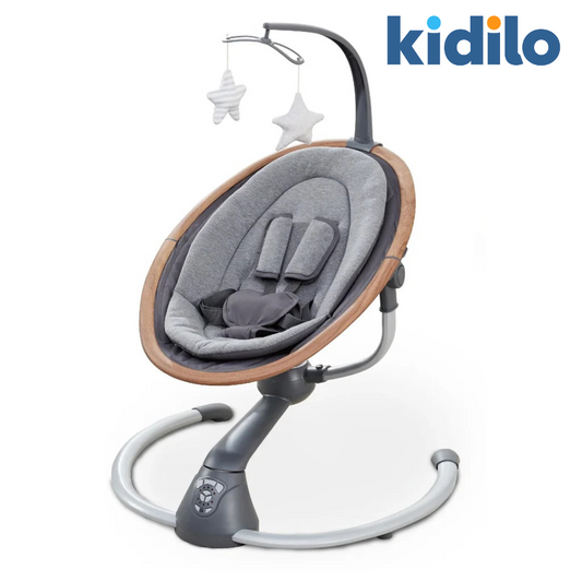 KIDILO Multi-Function Baby Rocker – Electric Swing Chair with Music & Remote | Grey