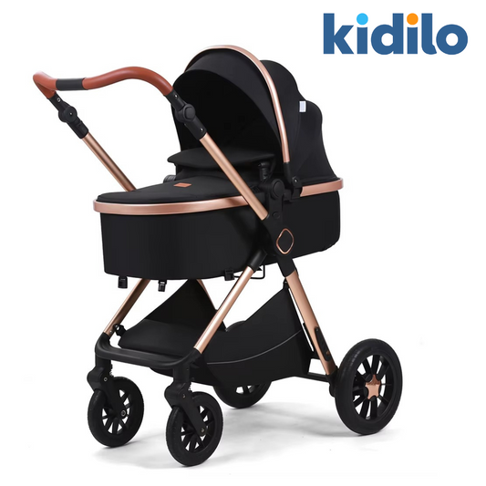 Kidilo V8G+C Black | Luxury Baby Stroller | Premium Travel System for Newborns & Toddlers