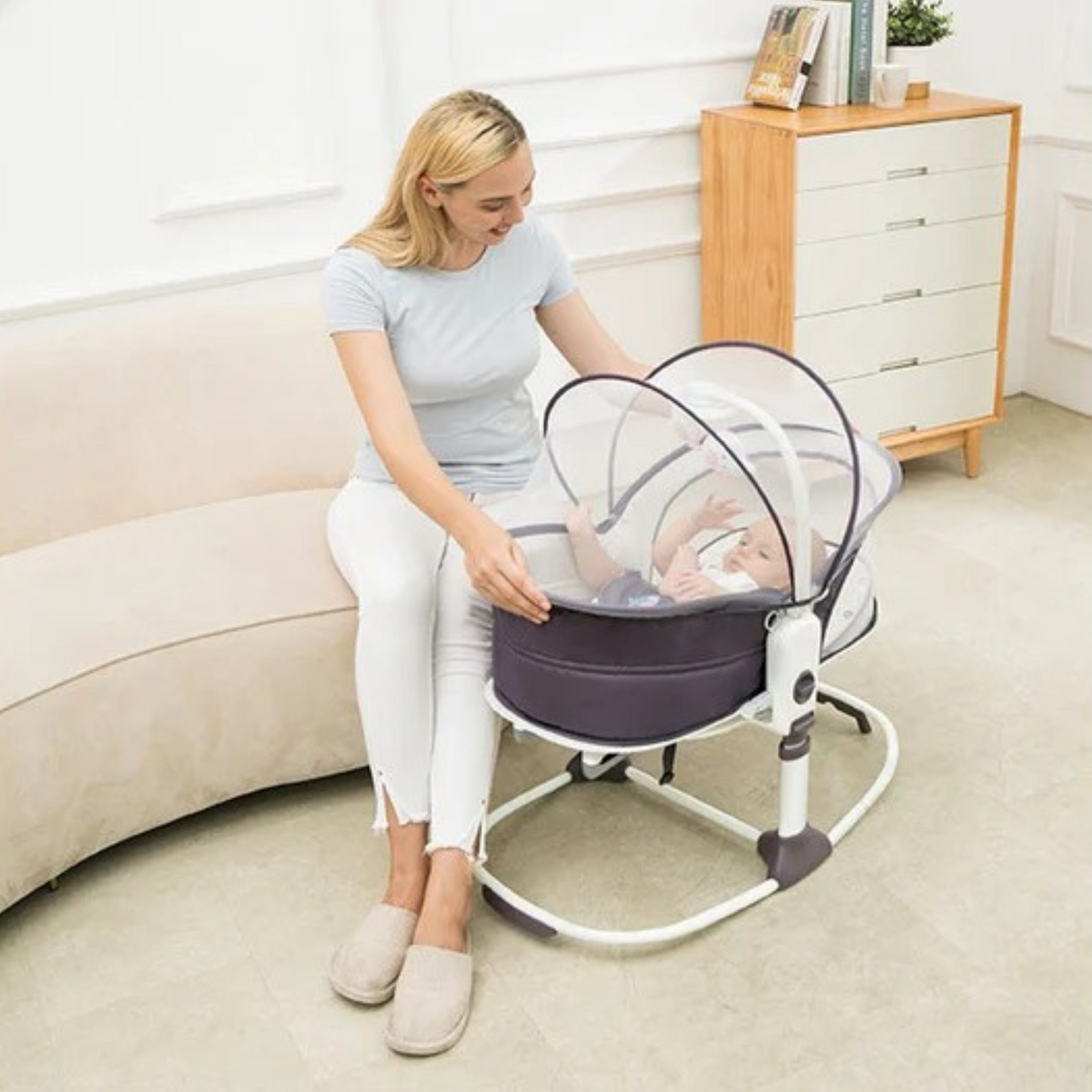 Mastela 6-in-1 Deluxe Multi-Functional Baby Bassinet & Rocker – Newborn to Toddler Sleeping and Playtime Solution