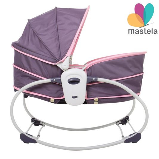 Mastela 5-in-1 Rocker & Bassinet with Canopy, Soothing Music & Soft Toys – Ultimate Multi-Functional Baby Cradle - Pink
