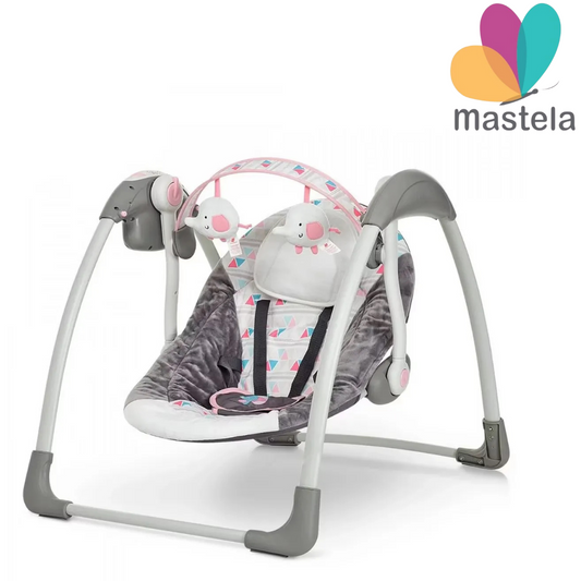 Mastela Deluxe Portable Baby Swing Automatic With Music | Timer & Plush Toys | Foldable Baby Rocker Seat for Newborns to Infants