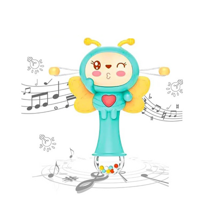 Ibi-Irn Rattle Drum Baby - Butterfly Design | Musical, 6 Modes, Lights & Sounds | 0M+