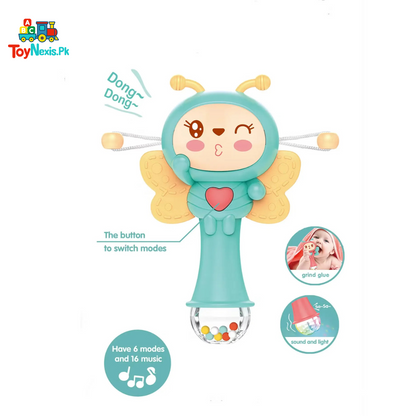 Ibi-Irn Rattle Drum Baby - Butterfly Design | Musical, 6 Modes, Lights & Sounds | 0M+