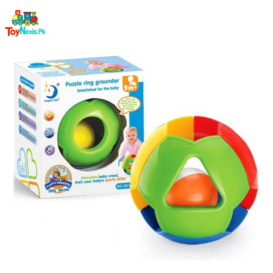 Puzzle Ring Grounder Ball | Stimulating Baby Crawling Toy | Age 9+ Months