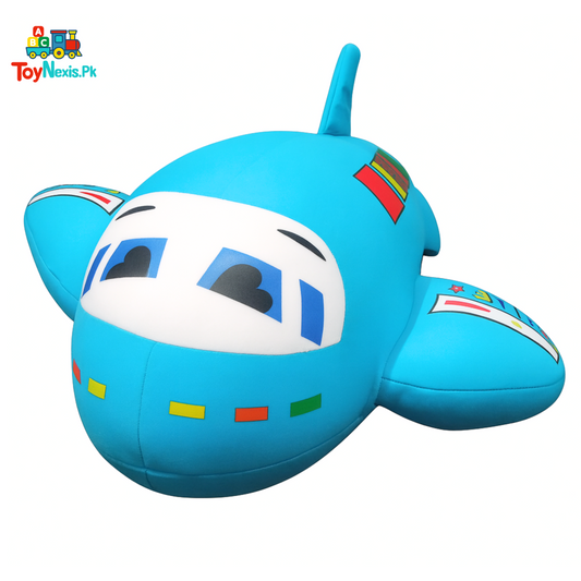 Soft Plush Airplane Toy – Sky Blue Jumbo Jet for Kids