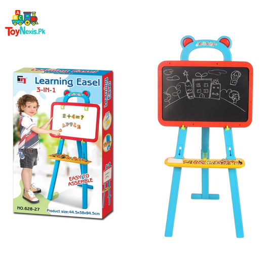 Tengjia 3-in-1 Learning Easel for Kids – Whiteboard, Chalkboard & Magnetic Board