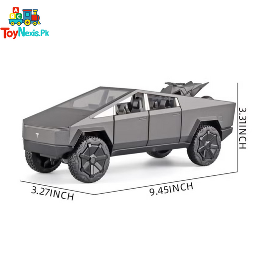 Tesla Cybertruck Diecast Metal Model Toy Car with Sound & Light – Pull Back Action - Grey