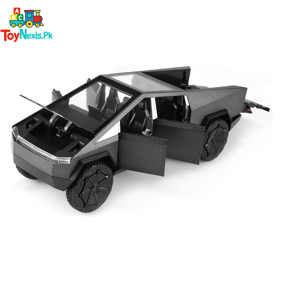 Tesla Cybertruck Diecast Metal Model Toy Car with Sound & Light – Pull Back Action - Grey