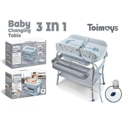 Toimoys 3-in-1 Baby Changing Table | Bath, Change & Storage Station