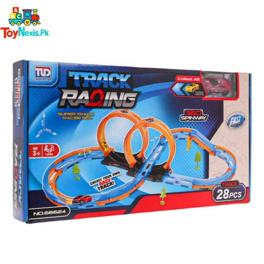 Track Racing Super Track Racer Set | 360° Loop Car Racing Track Toy (28 Pcs) for Kids