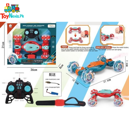 Twist Stunt Car with Spray | 2.4GHz RC Car with Remote & Watch Controller | Drift & Spin Toy Car for Kids | 6+ Years