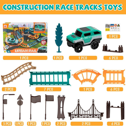 Urban Rail DIY Track Set | Multi-Level Car Racing & Bridge Construction Toy for Kids
