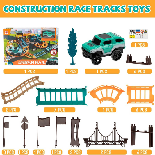 Urban Rail DIY Track Set | Multi-Level Car Racing & Bridge Construction Toy for Kids